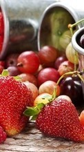 Lade kostenlos Hintergrundbilder Lebensmittel,Kirsche,Obst,Erdbeere für Handy oder Tablet herunter.