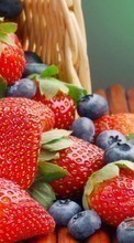 Lade kostenlos Hintergrundbilder Obst,Lebensmittel,Erdbeere,Hintergrund,Blaubeeren,Berries für Handy oder Tablet herunter.