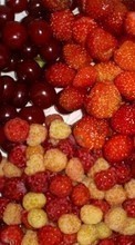 Lade kostenlos 240x320 Hintergrundbilder Obst,Lebensmittel,Erdbeere,Kirsche,Himbeere,Berries für Handy oder Tablet herunter.