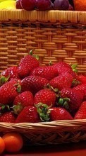 Lade kostenlos Hintergrundbilder Obst,Lebensmittel,Erdbeere,Trauben für Handy oder Tablet herunter.