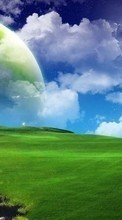 Lade kostenlos Hintergrundbilder Landschaft,Grass,Hintergrund,Sky,Planets,Clouds,Mond für Handy oder Tablet herunter.