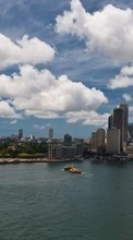 Lade kostenlos Hintergrundbilder Sydney,Landschaft,Städte,Sea,Clouds für Handy oder Tablet herunter.