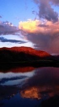 Landschaft,Wasser,Sunset,Sky,Mountains,Clouds für Samsung Galaxy E5