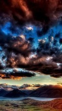 Lade kostenlos Hintergrundbilder Landschaft,Sunset,Sky,Mountains,Clouds für Handy oder Tablet herunter.