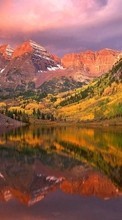 Lade kostenlos 240x320 Hintergrundbilder Landschaft,Wasser,Sky,Mountains,Herbst für Handy oder Tablet herunter.
