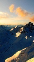 Lade kostenlos Hintergrundbilder Schnee,Landschaft,Sunset,Mountains,Clouds für Handy oder Tablet herunter.