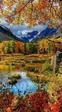 Lade kostenlos Hintergrundbilder Mountains,Herbst,Landschaft,Flüsse für Handy oder Tablet herunter.