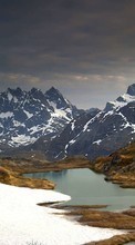 Lade kostenlos Hintergrundbilder Landschaft,Mountains,Schnee,Seen für Handy oder Tablet herunter.