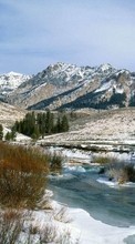 Lade kostenlos Hintergrundbilder Landschaft,Winterreifen,Flüsse,Mountains,Schnee für Handy oder Tablet herunter.