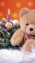 Lade kostenlos Hintergrundbilder Weihnachten,Kerzen,Feiertage,Neujahr,Spielzeug,Bären für Handy oder Tablet herunter.