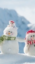 Lade kostenlos Hintergrundbilder Landschaft,Winterreifen,Spielzeug,Schnee,Schneemann für Handy oder Tablet herunter.