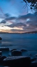 Lade kostenlos Hintergrundbilder Landschaft,Wasser,Sunset,Stones,Sky,Sea für Handy oder Tablet herunter.
