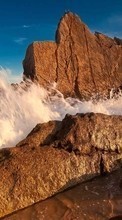 Lade kostenlos Hintergrundbilder Landschaft,Stones,Sea,Waves für Handy oder Tablet herunter.