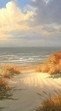 Lade kostenlos 240x320 Hintergrundbilder Landschaft,Sea,Strand,Malereien für Handy oder Tablet herunter.