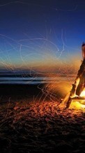 Lade kostenlos Hintergrundbilder Landschaft,Feuer,Bonfire,Übernachtung,Sand für Handy oder Tablet herunter.