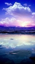Lade kostenlos Hintergrundbilder Landschaft,Sunset,Sky,Sea,Clouds,Mond für Handy oder Tablet herunter.