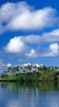 Lade kostenlos Hintergrundbilder Landschaft,Sky,Sea,Clouds,Palms für Handy oder Tablet herunter.
