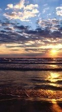 Lade kostenlos 240x320 Hintergrundbilder Landschaft,Wasser,Sunset,Sky,Sea,Sun für Handy oder Tablet herunter.
