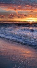 Lade kostenlos Hintergrundbilder Landschaft,Sunset,Sea,Clouds,Strand für Handy oder Tablet herunter.