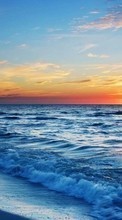Lade kostenlos Hintergrundbilder Landschaft,Sunset,Sea,Clouds,Waves für Handy oder Tablet herunter.