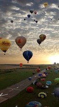 Lade kostenlos Hintergrundbilder Landschaft,Sunset,Sky,Clouds,Luftballons für Handy oder Tablet herunter.