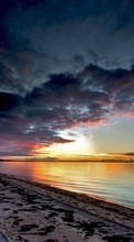 Lade kostenlos Hintergrundbilder Sunset,Clouds,Strand,Landschaft für Handy oder Tablet herunter.