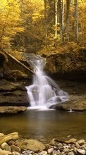 Lade kostenlos 1024x600 Hintergrundbilder Landschaft,Flüsse,Herbst,Wasserfälle für Handy oder Tablet herunter.