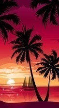 Lade kostenlos 360x640 Hintergrundbilder Landschaft,Sunset,Palms,Bilder für Handy oder Tablet herunter.