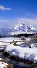 Lade kostenlos Hintergrundbilder Schnee,Landschaft,Winterreifen,Flüsse für Handy oder Tablet herunter.