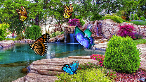 Download Landschaft Live Wallpaper Schmetterling 3D  für Android kostenlos.