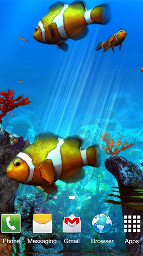 Download 3D Live Wallpaper Clownfisch Aquarium 3D  für Android kostenlos.