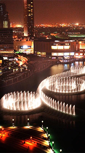 Download Landschaft Live Wallpaper Dubai Brunnen  für Android kostenlos.