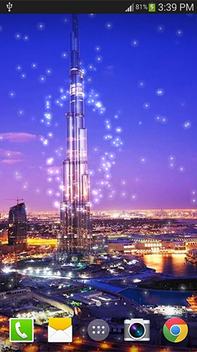 Download Landschaft Live Wallpaper Dubai Nacht  für Android kostenlos.