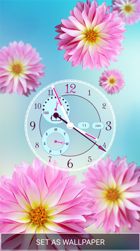 Download Blumen Live Wallpaper Mlumenuhr  für Android kostenlos.