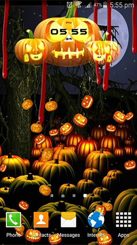 Kostenlos Live Wallpaper Halloween: Uhr  für Android Smartphones und Tablets downloaden.
