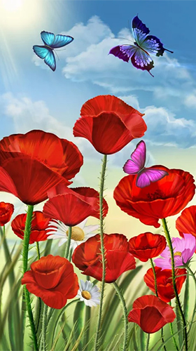 Download Blumen Live Wallpaper Sommer: Blumen und Schmetterlinge  für Android kostenlos.