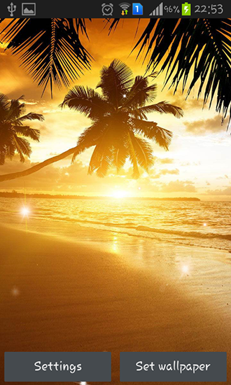 Download Landschaft Live Wallpaper Sonnenuntergang am Strand für Android kostenlos.