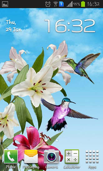 Download Blumen Live Wallpaper Vögel für Android kostenlos.