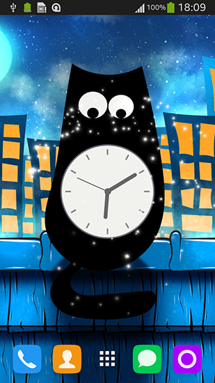 Download Mit Uhr Live Wallpaper Katzenuhr für Android kostenlos.