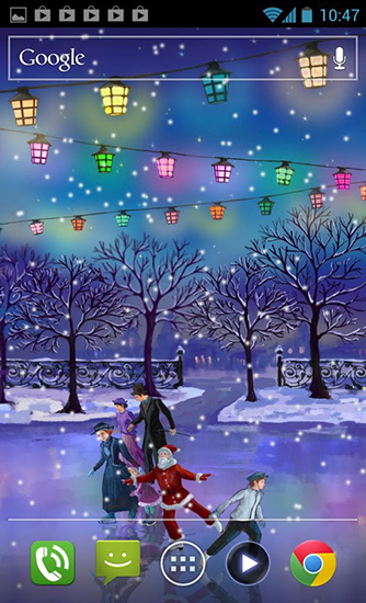 Download Feiertage Live Wallpaper Weihnachtliche Eisbahn für Android kostenlos.