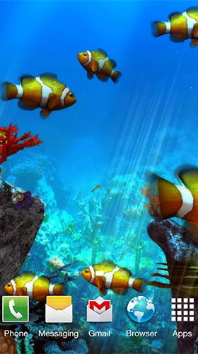 Android Hintergrundbilder Clownfisch Aquarium 3D  kostenlos auf den Desktop herunterladen. 