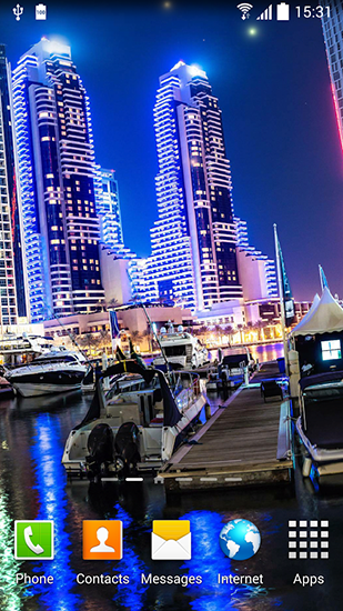 Download Architektur Live Wallpaper Dubai Nacht für Android kostenlos.