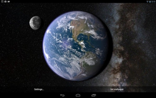 Kostenlos Live Wallpaper Erde und Mond im Gyroskop 3D für Android Smartphones und Tablets downloaden.