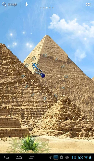 Download Mit Uhr Live Wallpaper Ägyptische Pyramiden für Android kostenlos.