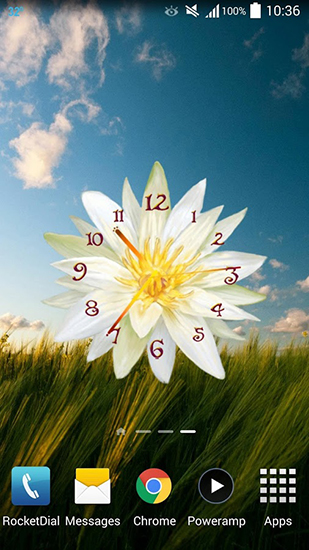 Download Mit Uhr Live Wallpaper Blumenuhr für Android kostenlos.