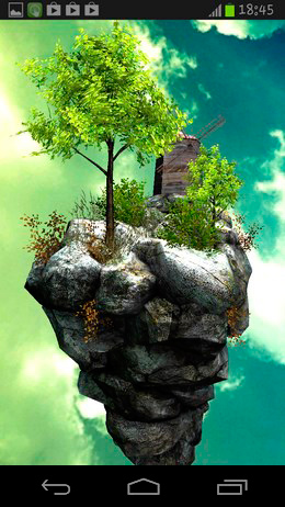 Download Landschaft Live Wallpaper Fliegende Insel 3D für Android kostenlos.