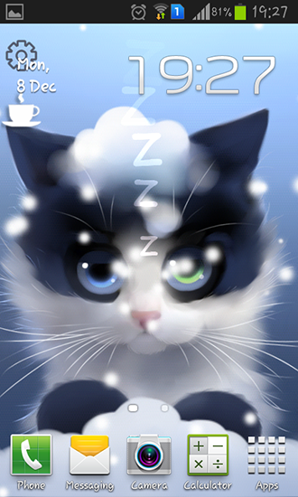 Download Interaktiv Live Wallpaper Frosty das Kätzchen für Android kostenlos.