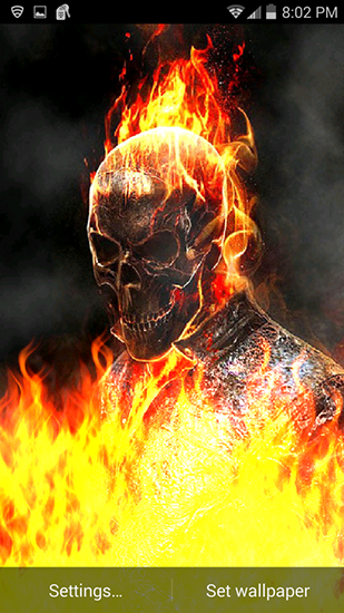 Download Interaktiv Live Wallpaper Ghost Rider: Feuerflammen für Android kostenlos.