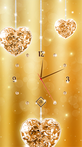 Android Hintergrundbilder Uhr mit Gold und Diamanten  kostenlos auf den Desktop herunterladen. 