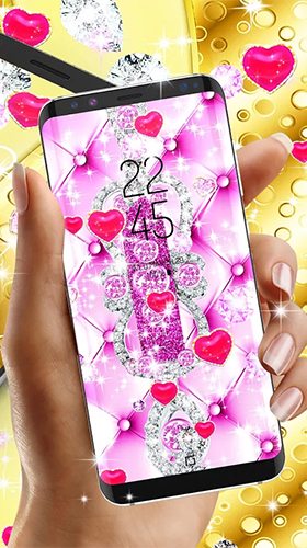 Android Hintergrundbilder Goldene Luxus-Diamant-Herzen  kostenlos auf den Desktop herunterladen. 